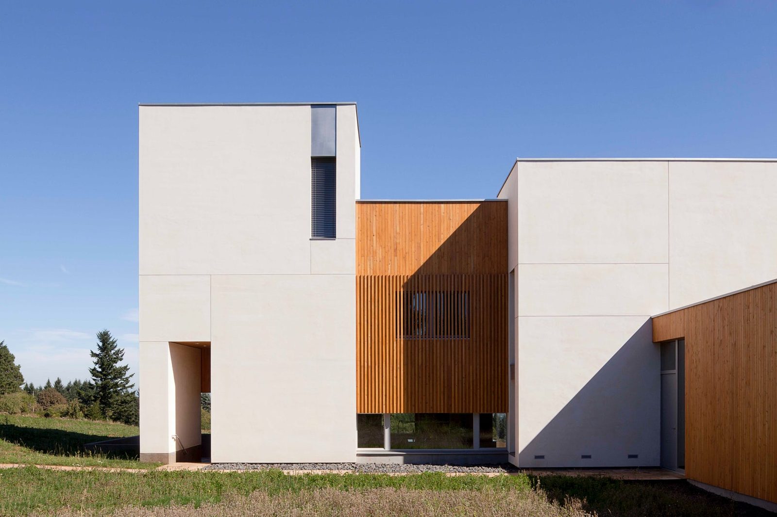 Modern residential building with new stucco exterior